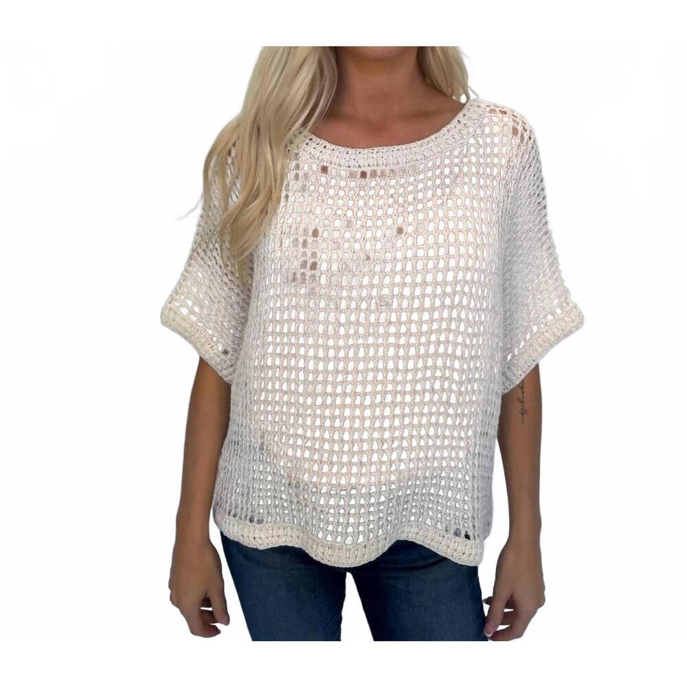 NEW ROMI THE BRAND azure crochet classic top in white